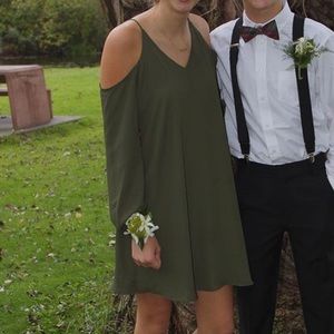 Army green long sleeve dress